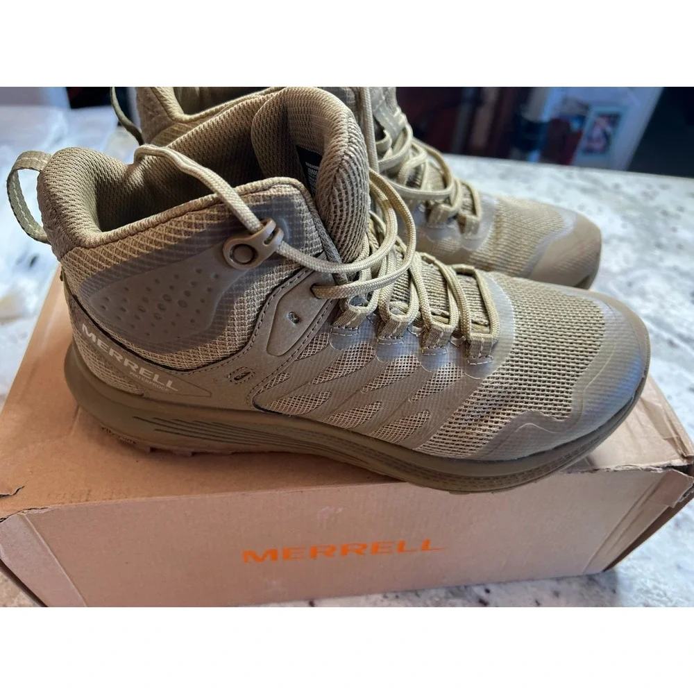 MERRELL Men SZ 7 Nova 3 Mid Tactical WP Waterproof Boot Dark Coyote J005051W